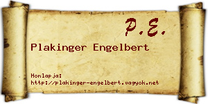 Plakinger Engelbert névjegykártya